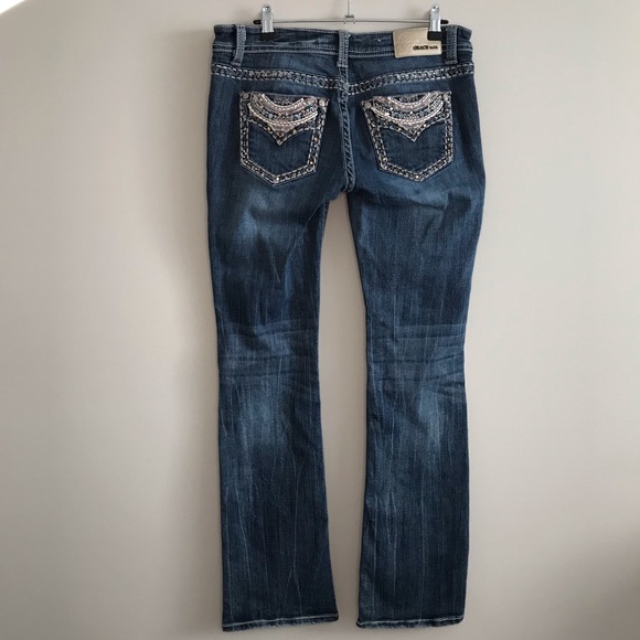 Grace in LA Mid Rise Embellished Boot Cut Jean - Size 30 - 33.5" Inseam - Picture 5 of 16
